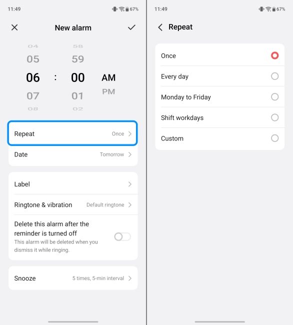 Set repeating alarm on Vivo phone screenshots Set repeating alarm on Vivo phone screenshots