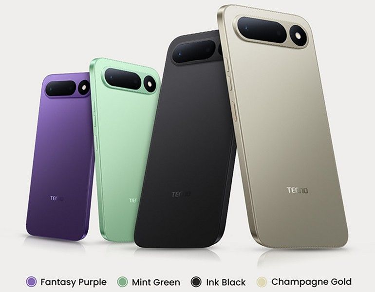 Tecno Spark 50 from the back in all colours