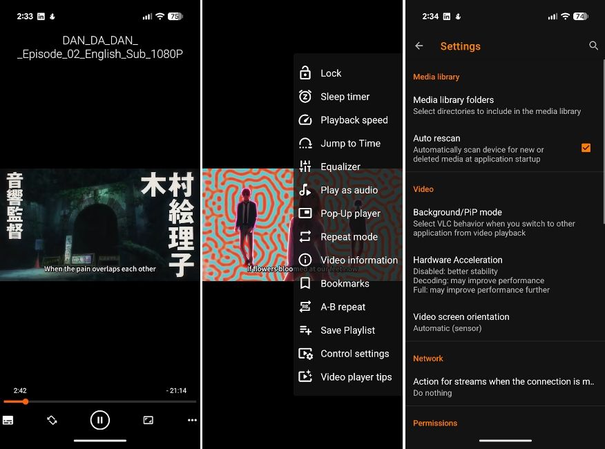 VLC player user interface on Android