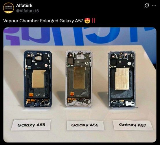 Galaxy A57 vapour chamber comparison leak