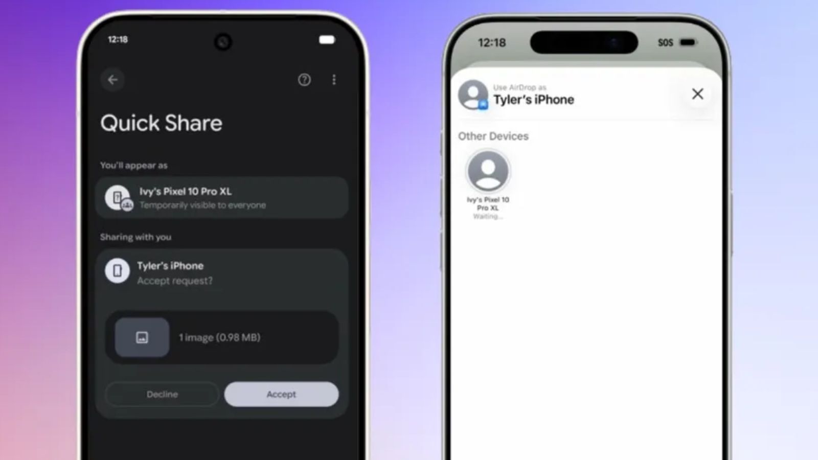Android's Quick Share and iPhone's AirDrop Android's Quick Share and iPhone's AirDrop