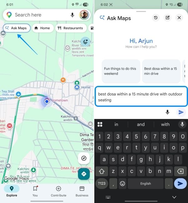 ask maps ui in google maps