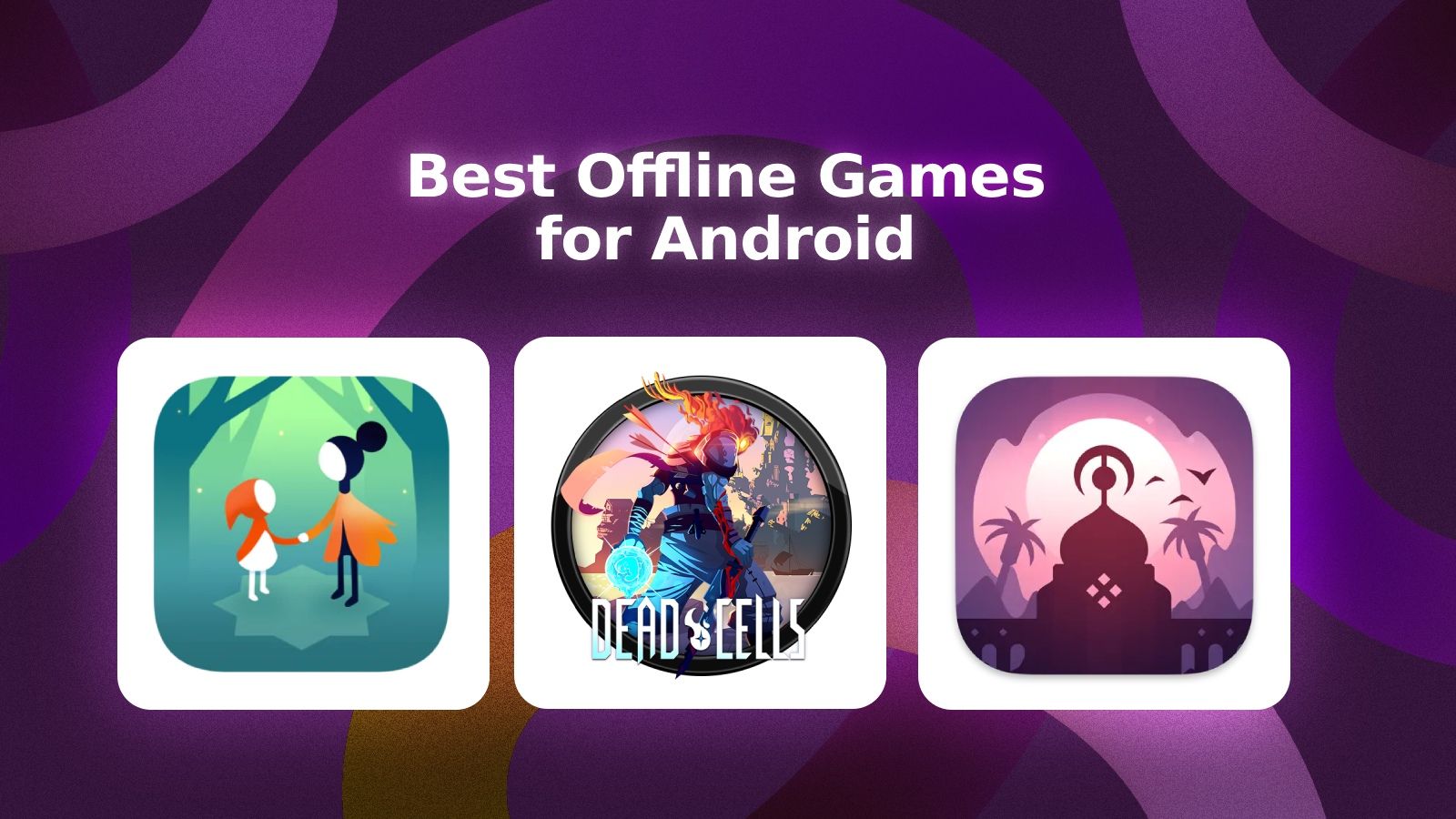 banner showing icons of the Best Offline Games for Android along with abstract elements