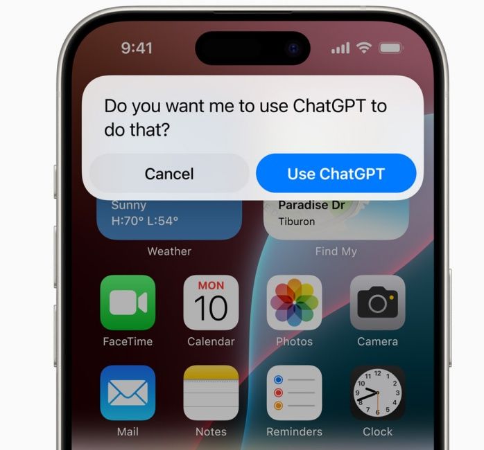 a screenshot of chatgpt integration with siri on iphone