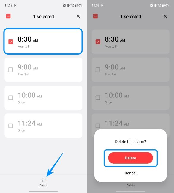 delete an Alarm on the Vivo Clock app delete an Alarm on the Vivo Clock app