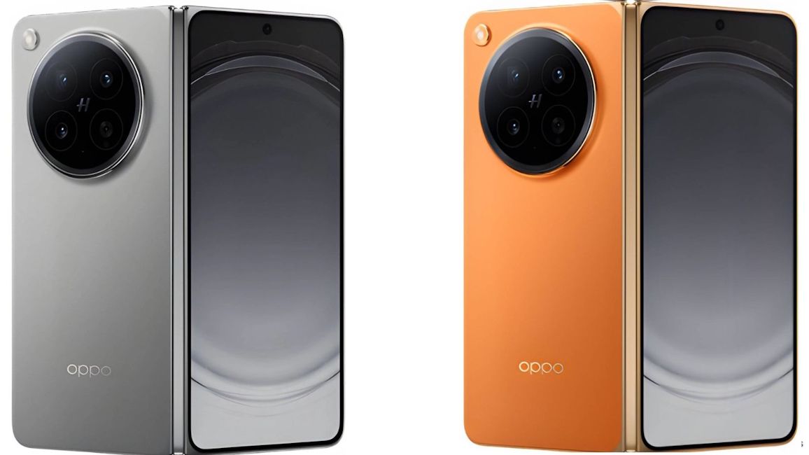 Oppo Find N6 leaked design in Silver and Orange colourways