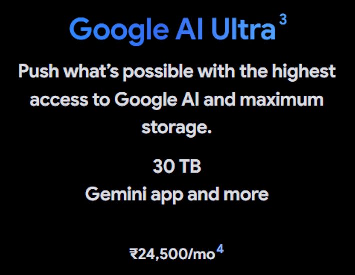 Google Gemini AI Ultra plan price in India and benefits