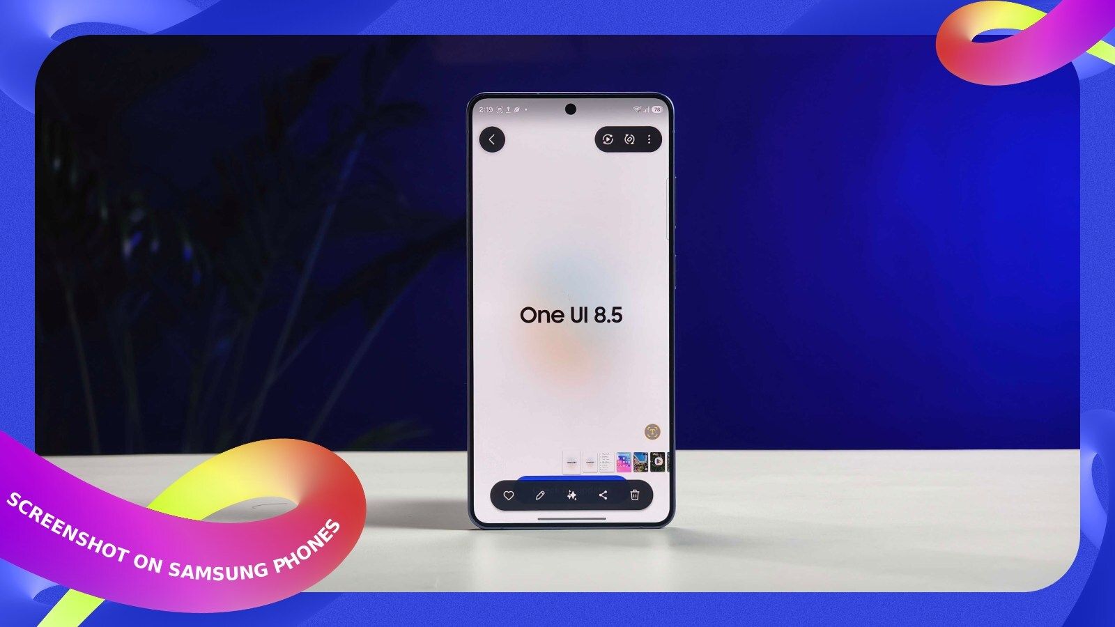 shot of a Samsung phone showing a screenshot in One UI