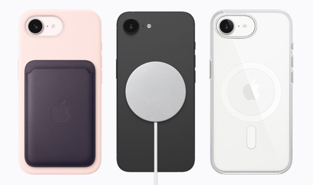 iPhone 17e from the side in lavender colourway