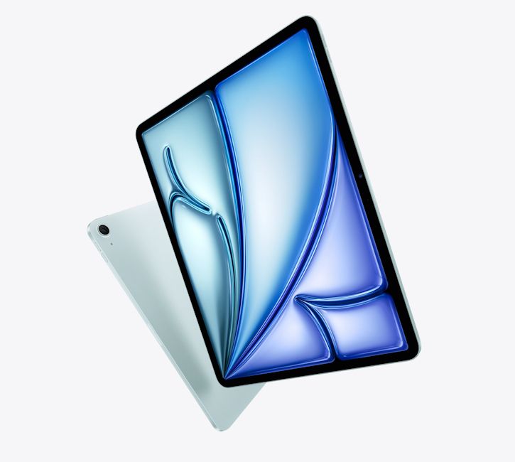 iPad Air M4 blue front and back design showcased