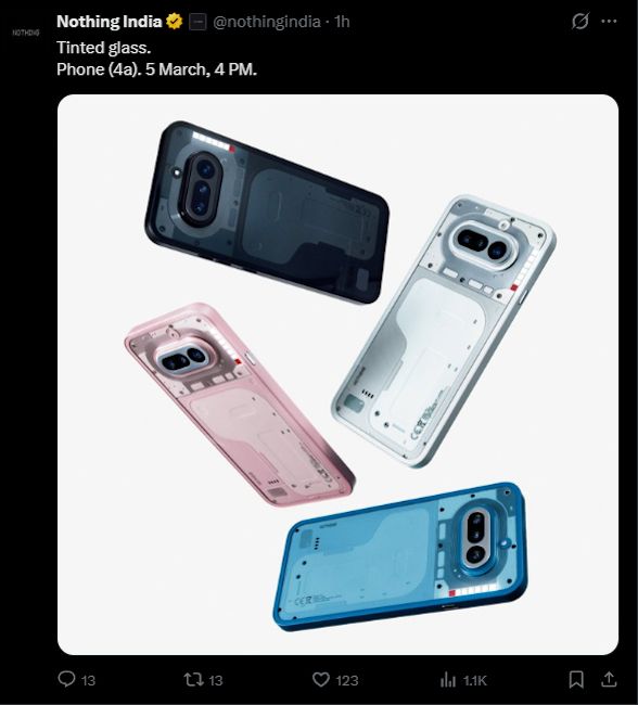 Nothing Phone (4a) colour options official showcase X post Nothing Phone (4a) colour options official showcase X post
