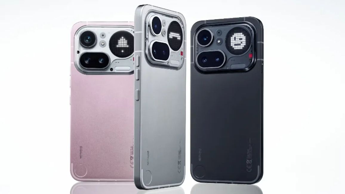 Nothing Phone (4a) Pro silver, black and pink back design