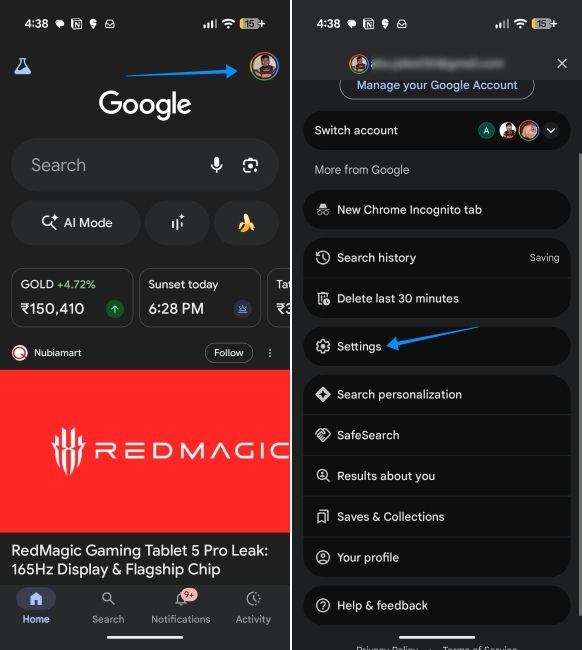 pixel ui screenshot showing google app settings
