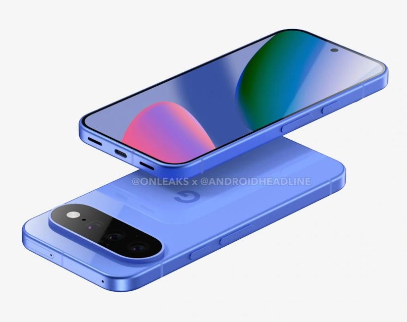 Google Pixel 11 blue back, front and side design showcased