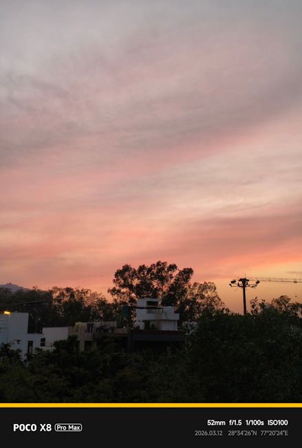Poco X8 Pro Max evening sky 52mm shot