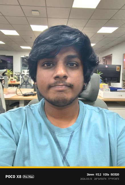 Poco X8 Pro Max selfie of subject indoors