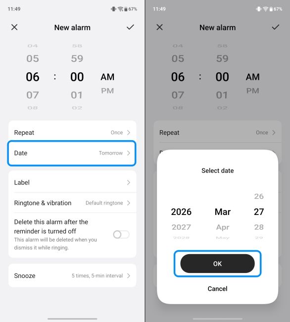set date for the alarm on Vivo Phone screenshots set date for the alarm on Vivo Phone screenshots