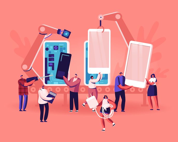 Smartphone making factory vector