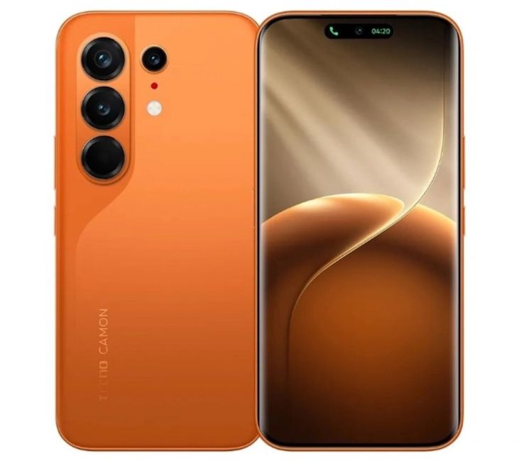 Tecno Camon 50 Ultra 5G orange front and back design
