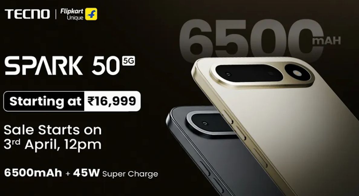 Tecno Spark 50 5G colour options front and back design