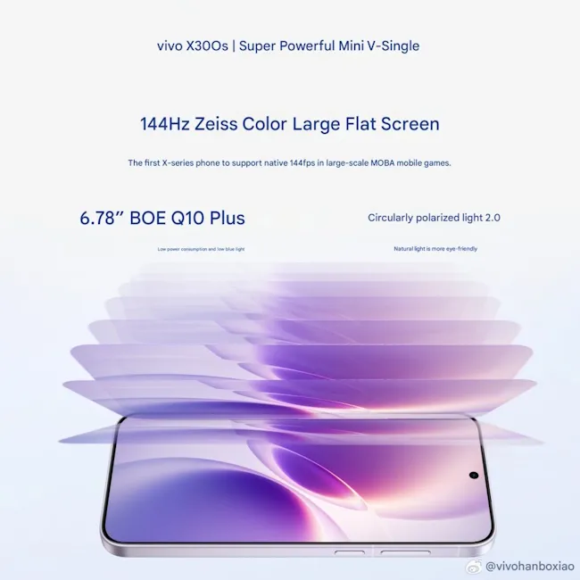 Vivo X300s confirmed display details