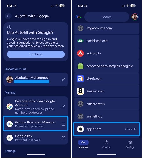 Google Password Manager home page
