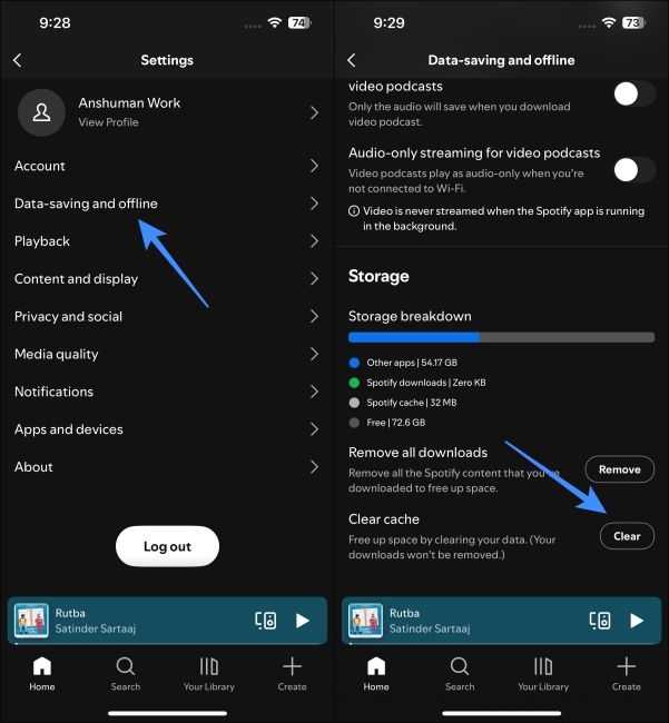 Clear Cache for Spotify iPhone screenshots