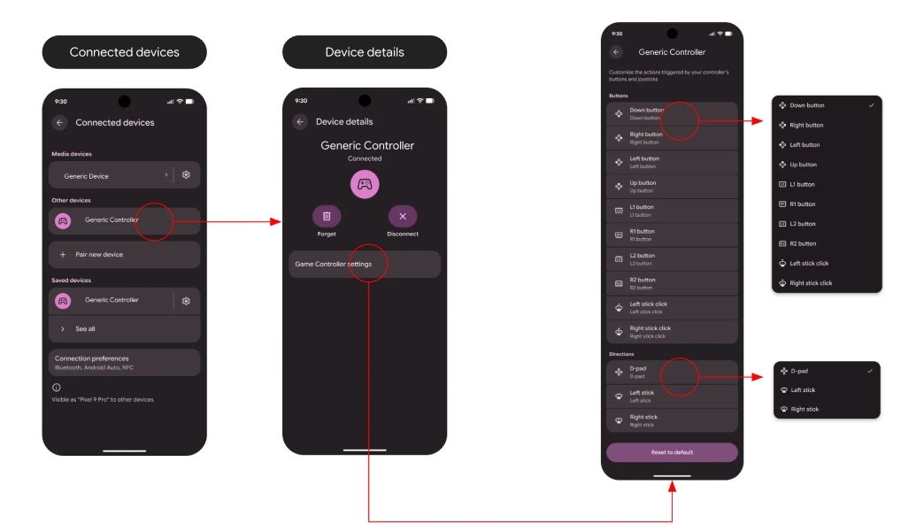Controller remapping in Android Settings User Interface