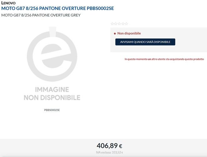Motorola g87 listed on Epto in Pantone Overture