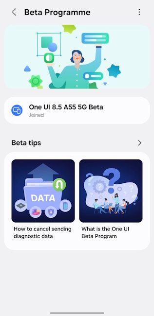 One UI 8.5 Beta 1 for Galaxy A55