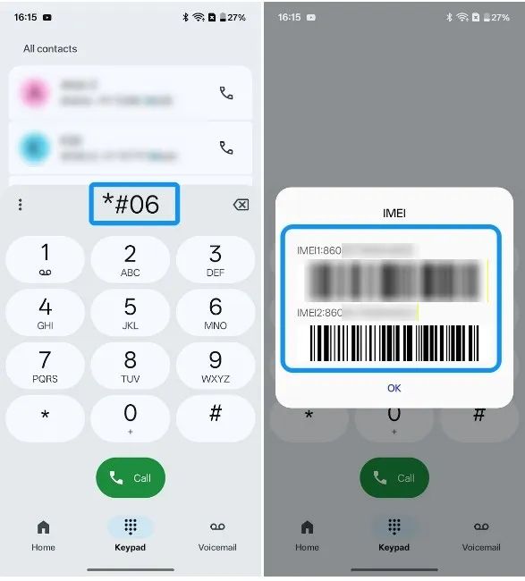 OnePlus IMEI number code