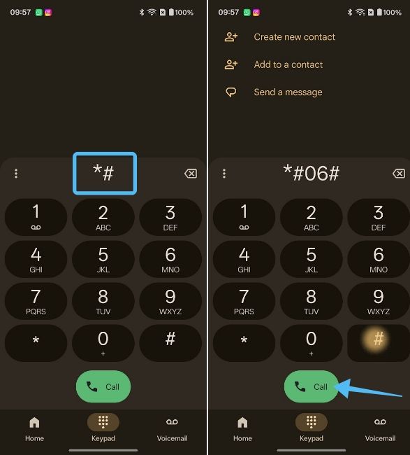 Entering a code on a OnePlus phone in the dialer