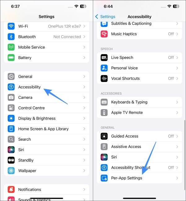Open Per-App Settings in Accessibility Menu