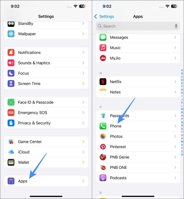 Open iPhone Settings and go to Phone option