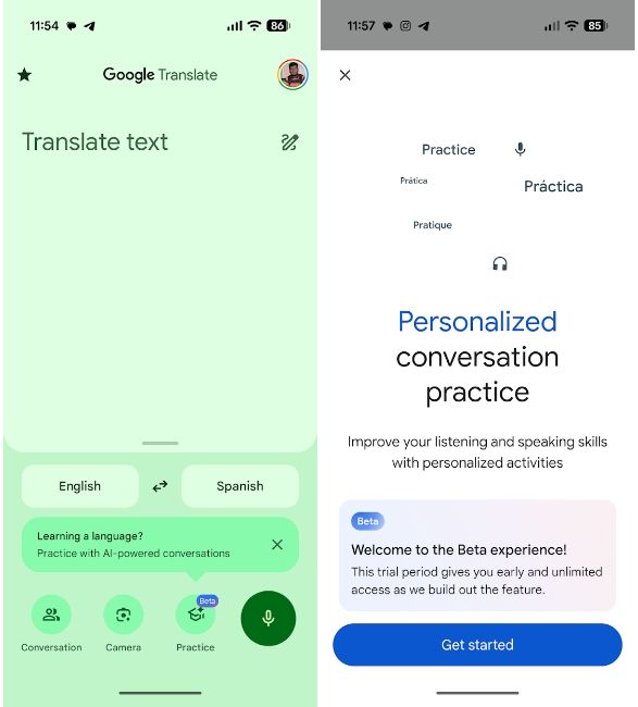 Google Translate Pronunciation PRactice tool get started
