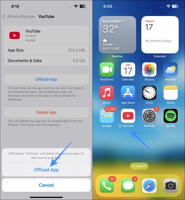 Reinstall Offloaded app on iPhone