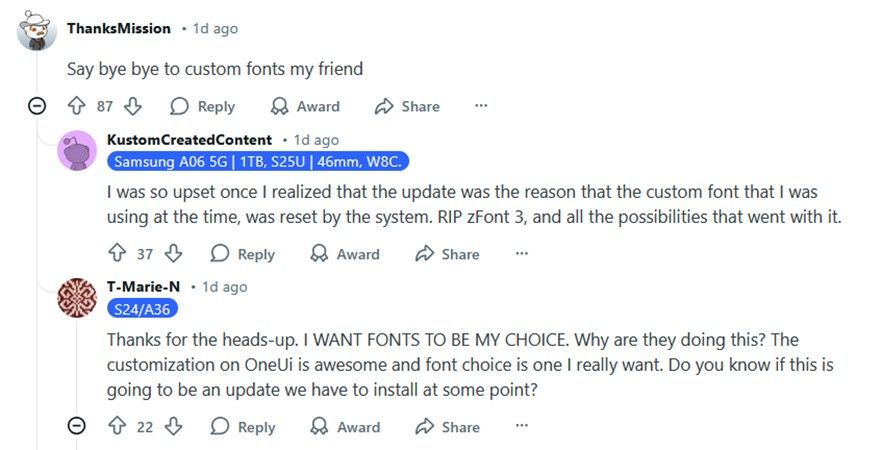 Reddit thread with custom fonts information