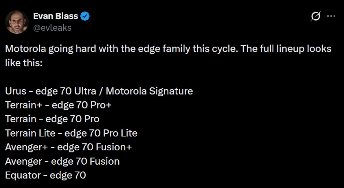 Launched and upcoming Motorola Edge 70 series phones for 2026
