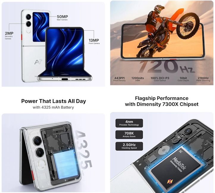 Ai+ Nova Flip 5G key specs at a glance