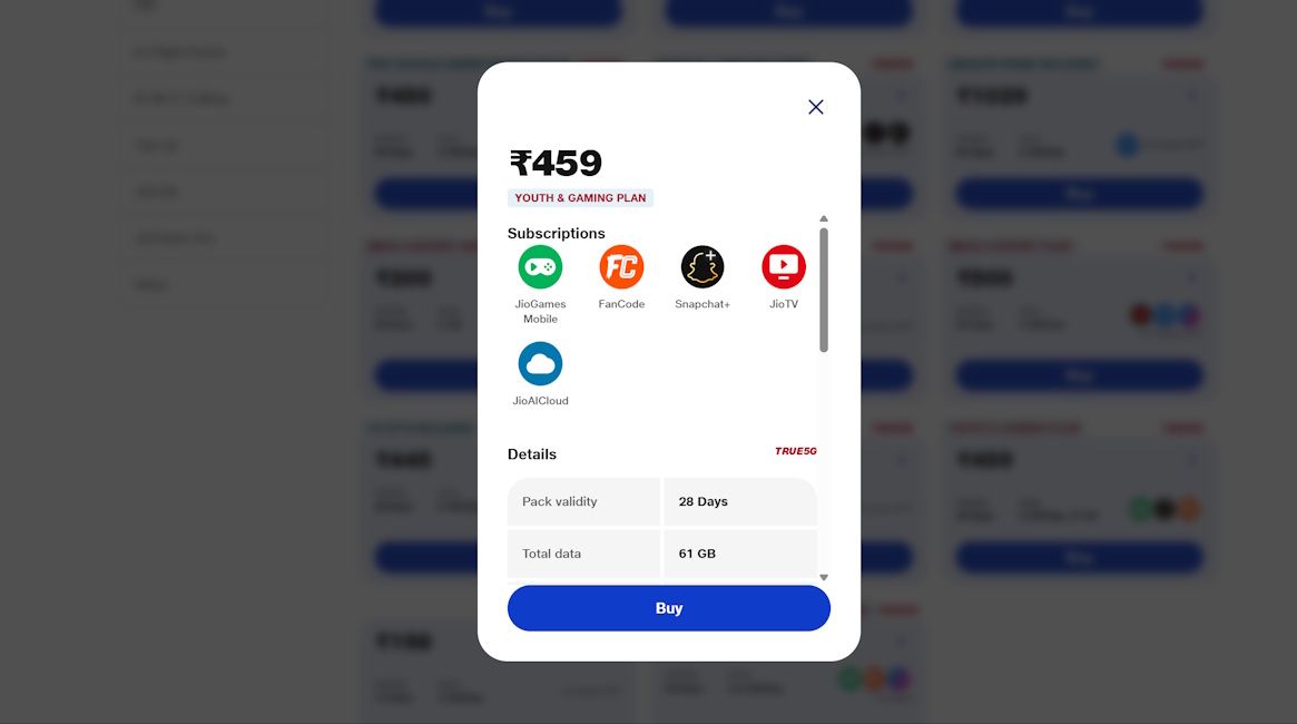 Jio Rs 459 prepaid plan