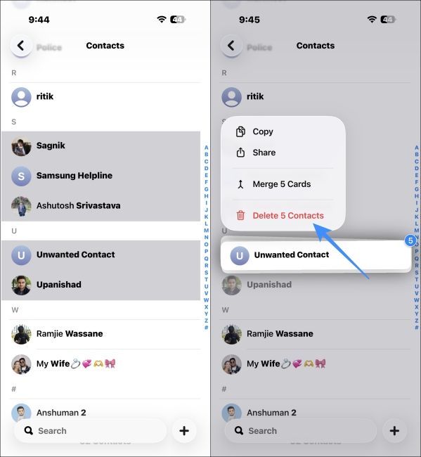 Select multiple phones and tap on the delete option