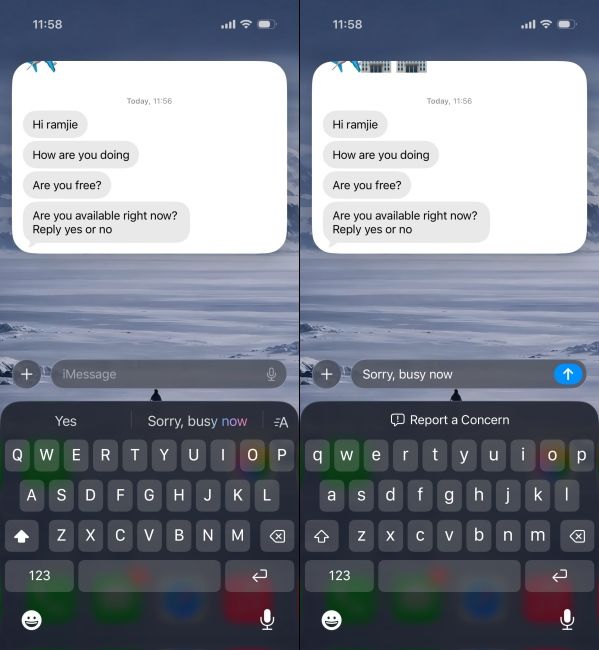 Smart replies suggestions in iPhone keyboard screenshots Smart replies suggestions in iPhone keyboard screenshots