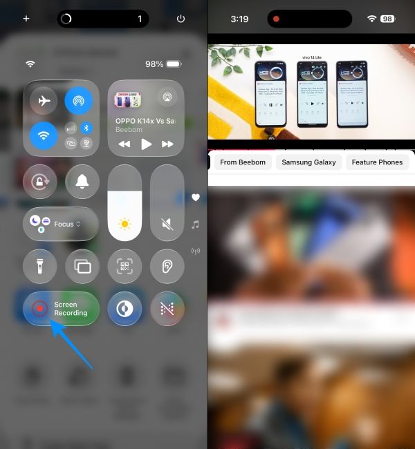 Start screen recording to capture the YouTube video