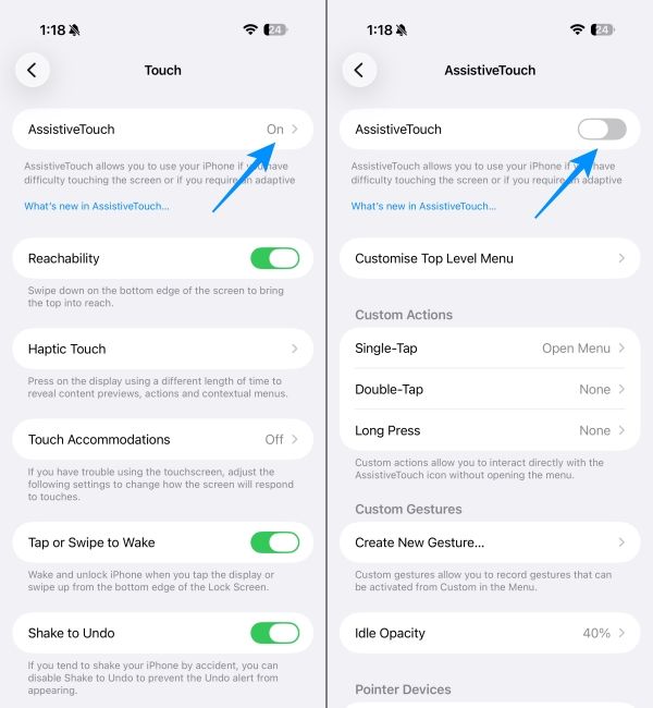 Open accessibility settings in iPhone and open Touch option