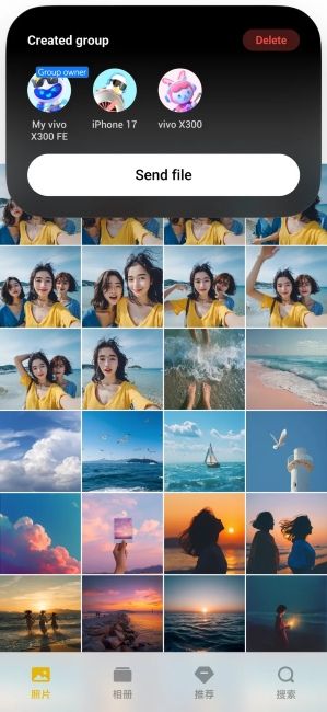 Vivo Shake and Share feature in action for sharing images