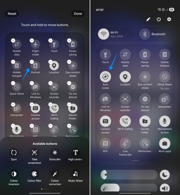 one ui screenshot showing how to enable auto rotate option in samsung phones