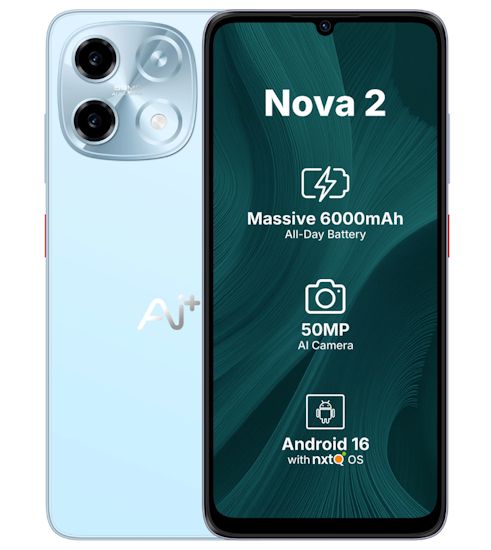 Ai+ Nova 2 5G blue front and back design showcased Ai+ Nova 2 5G blue front and back design showcased