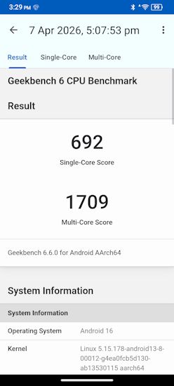 Ai+ Nova 2 5G Geekbench CPU