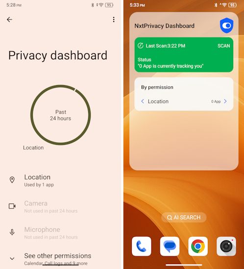 Ai+ Nova 2 5G NxtQuantum OS Privacy Dashboard feature showcased