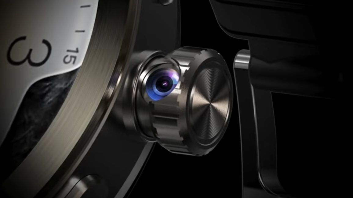 Close up of the camera dial on AI+ RotateCam 4G smartwatch